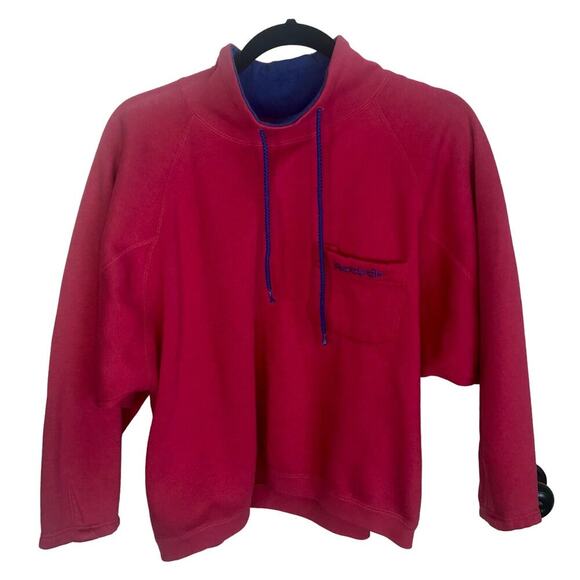 Vintage Reebok Sport Hot Pink & Electric Blue Cropped Sweatshirt Size Medium - Picture 1 of 6